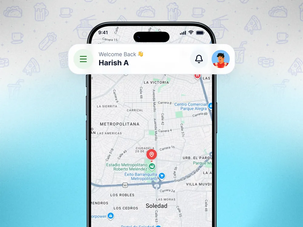 The rider handoff tracking view from the street food app