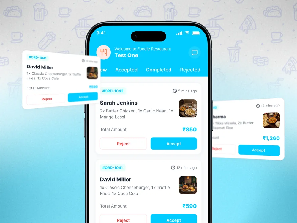 The restaurant-side order queue from the street food app